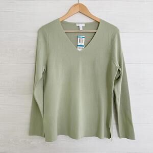 NWT Charter Club - Green tea Silk blend v-neck sweater, XL